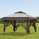 Gazebos, Cairo 12' x 12' Pop-Up Gazebo Canopy with Mesh Side Walls and Storage Bag - Beige / Brown - Seasonal Overstock