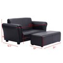 Kids Furniture, Kids Casa Kid Sized Sofa and Ottoman Set - Black - Seasonal Overstock