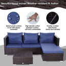 Lana 3pc Outdoor Rattan Sofa Sectional and Table - Blue - Seasonal Overstock