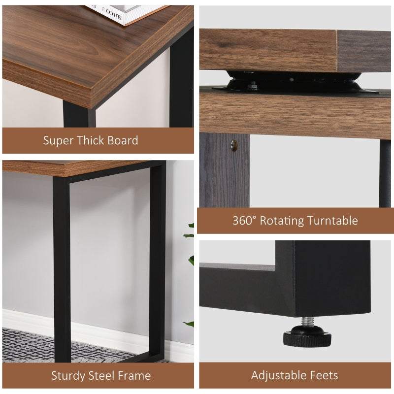 Libra Multi-Configuration Corner Desk with Shelves in Brown and Black - Seasonal Overstock