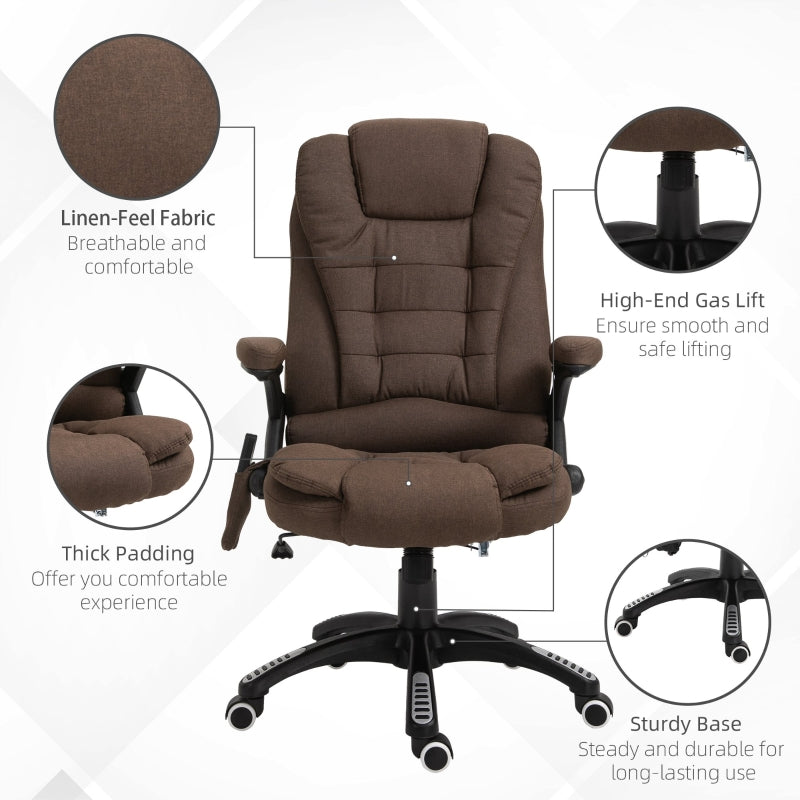 Maverick Luxury Executive Chair with Vibration Massage and Reclining - Brown Fabric - Seasonal Overstock