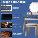 Vanity, Melvyna Luxury Vanity with LED Mirror - Navy / Gold - Seasonal Overstock