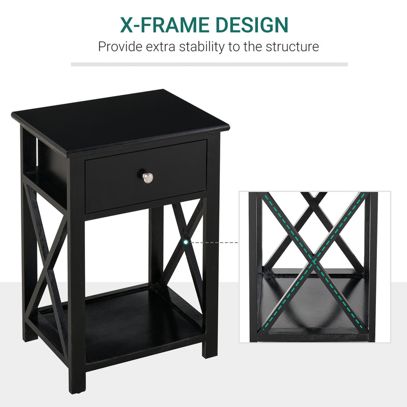 Selina Black Accent End Table with Drawer - Seasonal Overstock