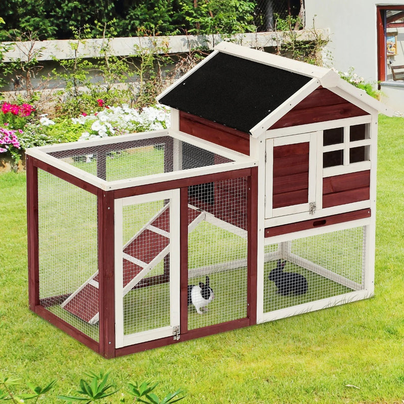 Backyard Rabbit Cage With Two Levels 48" x 25" x 36" - Seasonal Overstock