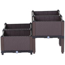 Planters, 31.5" x 31.5" Raised 4-Box Planter Flower Bed - Brown - Seasonal Overstock