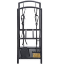 2-Tier Black Firewood Rack Log Holder with 4pc Tool Set - Seasonal Overstock