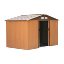 Storage Sheds, 9' x 6.4' Outdoor Garden Storage Shed with Dual Sliding Doors - Tan Brown - Seasonal Overstock
