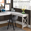 Desks, Cheyenne White Wood Grain L-Shaped Corner Computer Desk - Seasonal Overstock