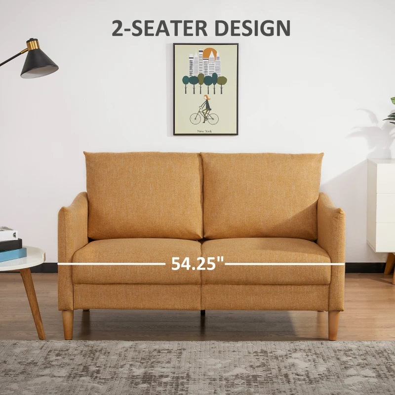 Keela 54" Modern Compact Loveseat Sofa - Yellow - Seasonal Overstock