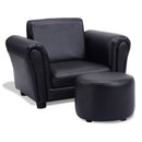 Kids Furniture, Kids Casa Kids Chair and Ottoman Set - Black - Seasonal Overstock