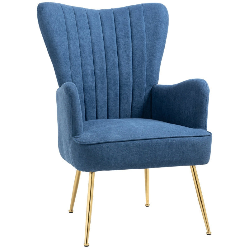 Laura Velvet Blue Wing Back Accent Chair - Seasonal Overstock