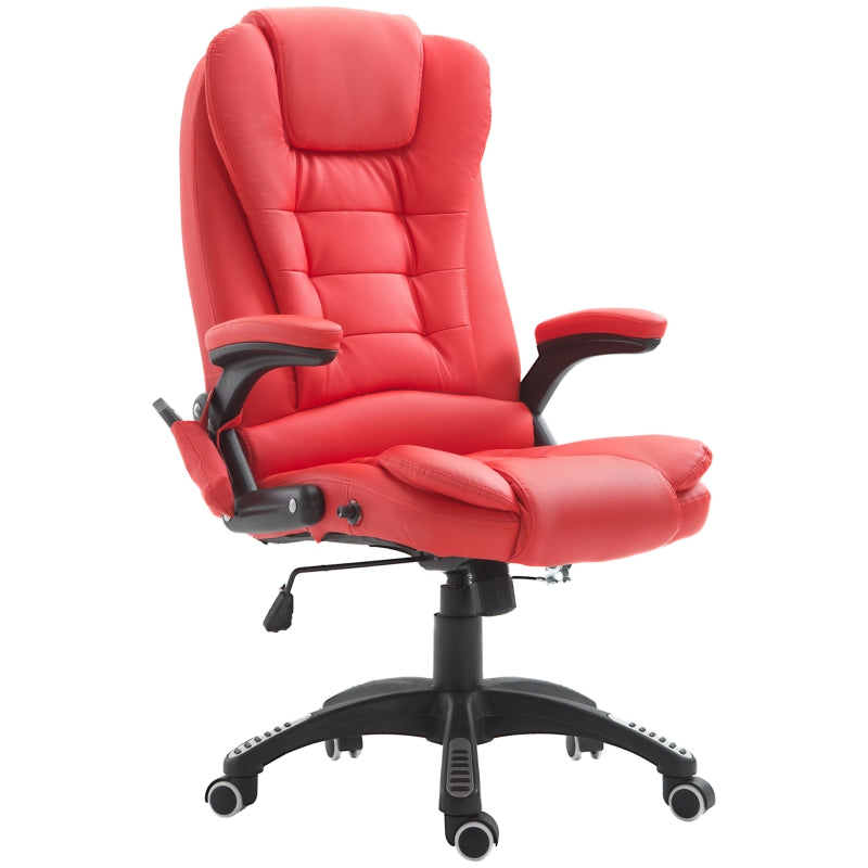 Xavi Luxury Executive Office Chair with Heated Vibration Massage - Red - Seasonal Overstock
