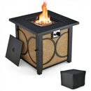 Kenna 28" Square Fire Table with Cover - Black and Brown - Seasonal Overstock