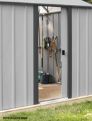 Sheds, Garages & Carports, 12' x 31' Murryhill Steel Storage Shed Building with Roll up Door - Flute Grey - Seasonal Overstock