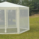 13ft Hexagonal Portable Party Gazebo with Mesh Walls - Cream White - Seasonal Overstock