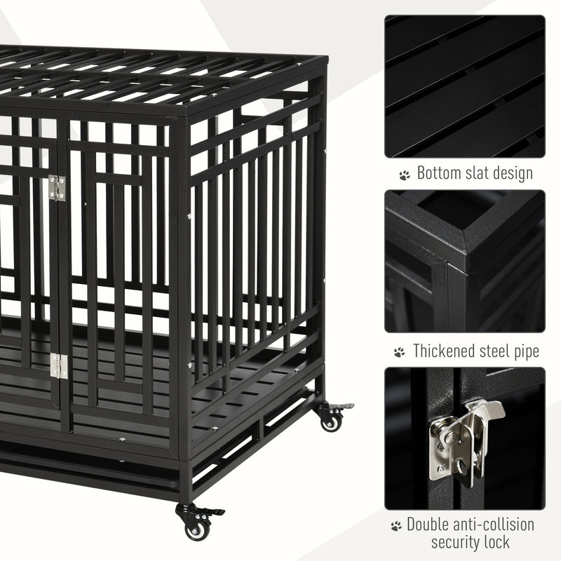45" Heavy Duty Steel Dog Crate with Casters - Seasonal Overstock