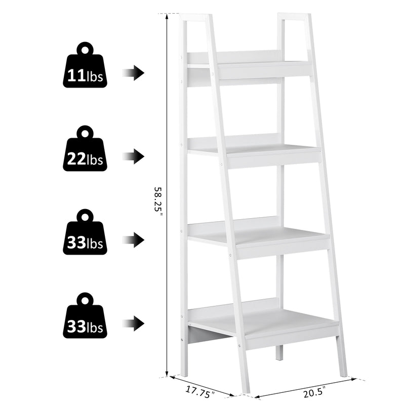Meena 4 Tier Ladder Shelf Pair - White - Seasonal Overstock