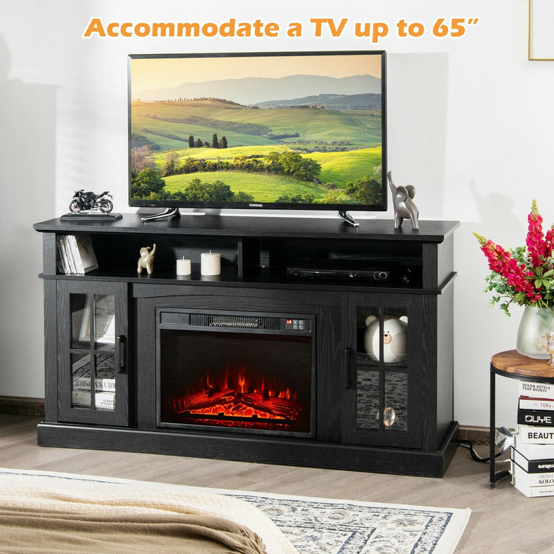 Parker Black 1400W Electric Fireplace TV Stand for up to 65" TVs - Seasonal Overstock