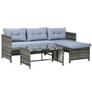 Raya 3pc Outdoor Patio Sofa with RHF Chaise and Table - Mixed Grey - Seasonal Overstock