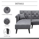 Sofas, Rivo 82" Sectional Sofa Bed in Grey - Seasonal Overstock