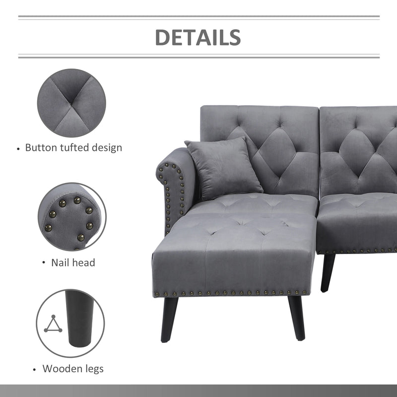 Rivo 82" Sectional Sofa Bed in Grey - Seasonal Overstock