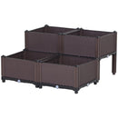 Planters, 31.5" x 31.5" Raised 4-Box Planter Flower Bed - Brown - Seasonal Overstock