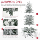 Christmas Trees, 6ft Flocked Pre Lit Skinny Christmas Tree with Auto Open - Seasonal Overstock