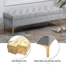 Benches, Ariya 47" Velvety Grey Button Tufted Upholstered Ottoman Bench - Seasonal Overstock