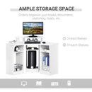 Bennie White Corner Desk With Monitor Stand and Shelves - Seasonal Overstock