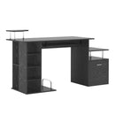 Casey Wood Computer Desk with Cabinet and Shelves - Black - Seasonal Overstock