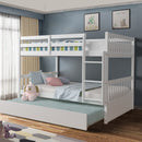 Chandler Full Over Full Wood Bunk Bed with Trundle Bed - White - Seasonal Overstock