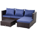 Lana 3pc Outdoor Rattan Sofa Sectional and Table - Blue - Seasonal Overstock