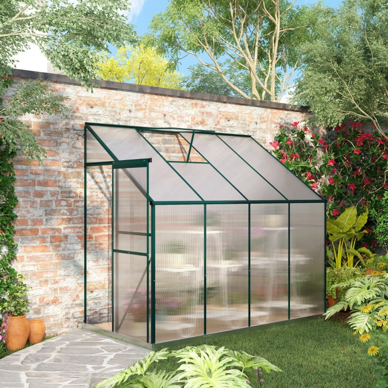 Lean-To Aluminum Frame Walk-In Greenhouse 8' x 4' x 7' - Green