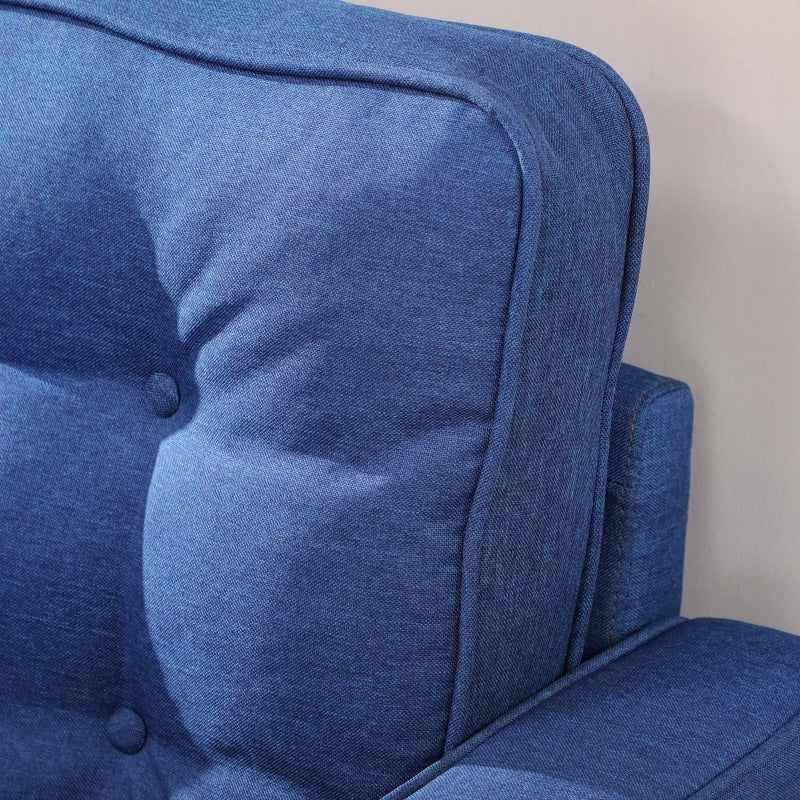 Oliver 80" Blue Button Tufted Mid Century Modern Sofa - Seasonal Overstock