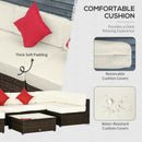 Placid Peak Modular Outdoor Patio Sectional Sofa, Loungers and Table 9pc Set - Cream White / Mixed Brown