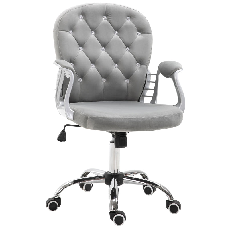 Stella Diamond Tufted Vanity Task Chair - Grey Velvet - Seasonal Overstock