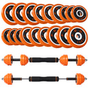 FED 3-in-1 Adjustable Cast Iron Dumbbell Set with Barbell Connector 30kg / 66lbs Orange - Seasonal Overstock