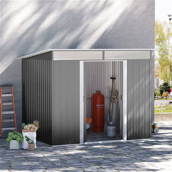 6' x 8.5' Outdoor Garden Storage Shed - Grey - Seasonal Overstock