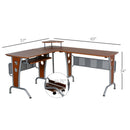 Jaydon L-Shaped Corner Desk with Corner Stand and Keyboard Tray - Brown - Seasonal Overstock