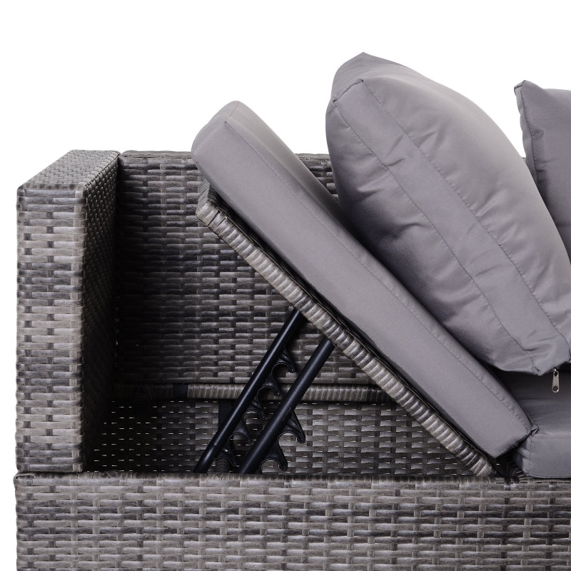Lana 3pc Outdoor Rattan Sofa Sectional and Table - Grey - Seasonal Overstock