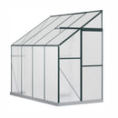 8' x 4' Lean-To Aluminum Frame Walk-In Greenhouse with Polycarbonate Panels, Sliding Door - Green