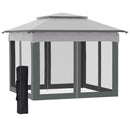 Gazebos, Zella 11' x 11' Light Grey Pop-Up Gazebo with Mesh Walls and Carry Bag - Seasonal Overstock