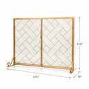45" Gold Wrought Iron Fireplace Screen with 2 Doors - Seasonal Overstock