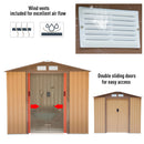 Storage Sheds, 9' x 6.4' Outdoor Garden Storage Shed with Dual Sliding Doors - Tan Brown - Seasonal Overstock