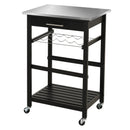 Kitchen Carts, Camilla Black Kitchen Bar Cart on Castors - Seasonal Overstock