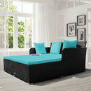 Halton Outdoor Rattan Lounging Patio Sofa - Turquoise - Seasonal Overstock