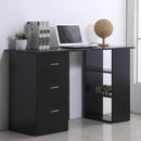 Joli Computer Writing Desk with 3 Shelves & 3 Drawers - Black - Seasonal Overstock
