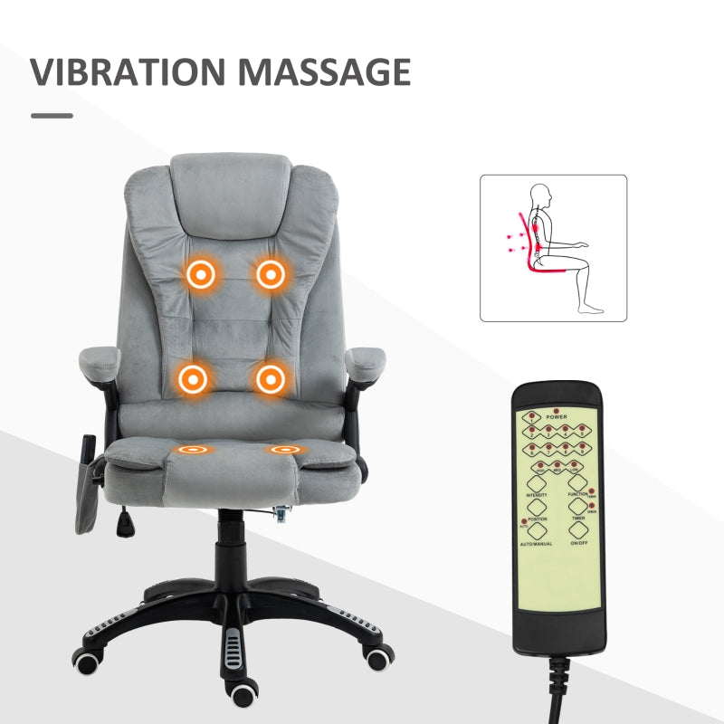 Maverick Luxury Executive Chair with Vibration Massage and Reclining - Grey Microfiber - Seasonal Overstock