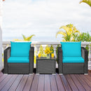 Tarin 3pc Outdoor Rattan Table and Chairs Set - Turquoise - Seasonal Overstock