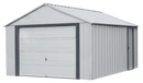 Sheds, Garages & Carports, 12' x 17' Murryhill Steel Storage Shed Building with Roll Up Door - Flute Grey - Seasonal Overstock